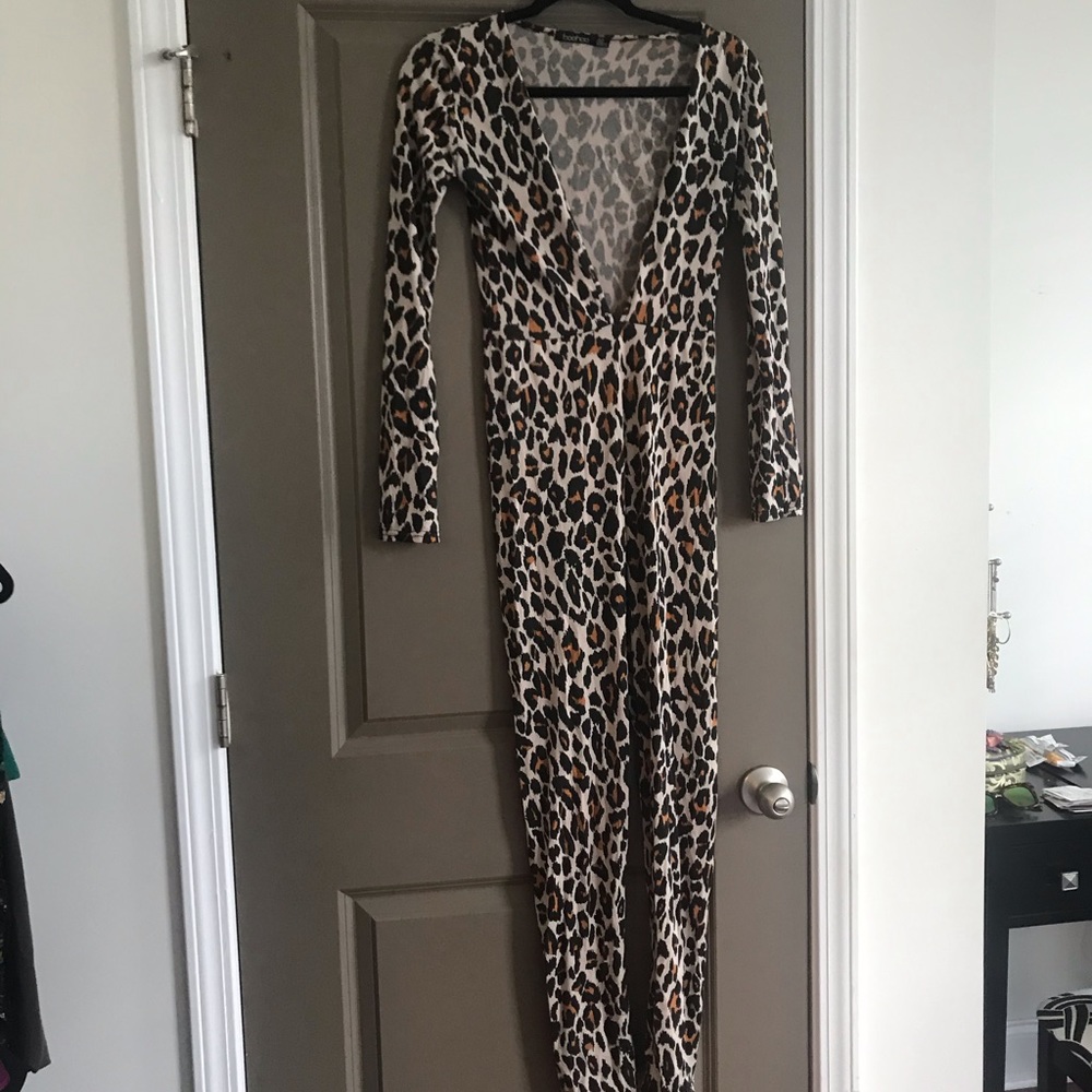 Boohoo Tall Leopard Jumpsuit
